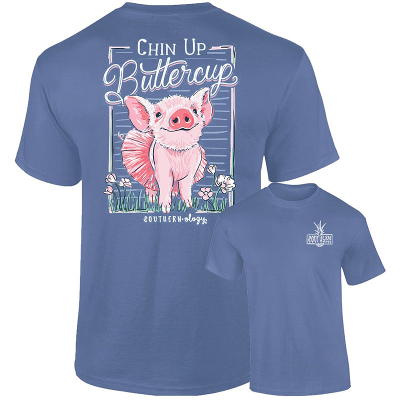 Southernology Chin Up Buttercup Pig Comfort Colors T-Shirt - SimplyCuteTees