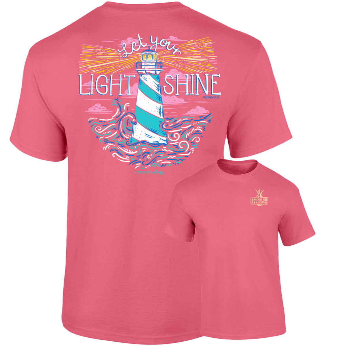Southernology Light Shine Lighthouse Comfort Colors T-Shirt - SimplyCuteTees