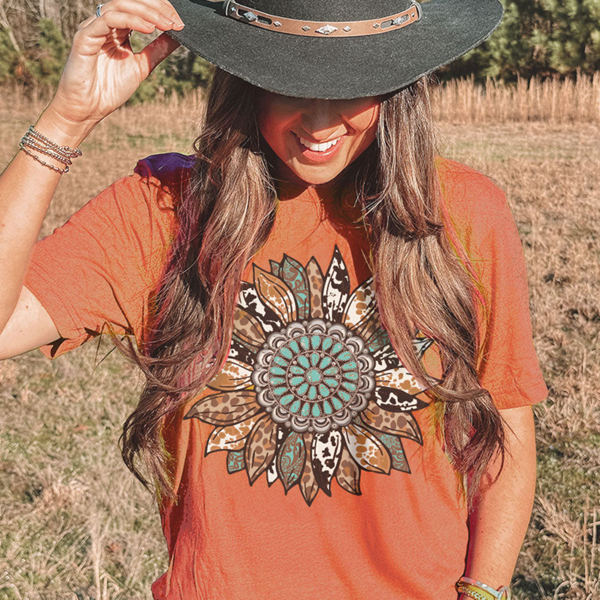 Girlie Girl Lulu Mac Concho Sunflower Canvas T-Shirt - SimplyCuteTees