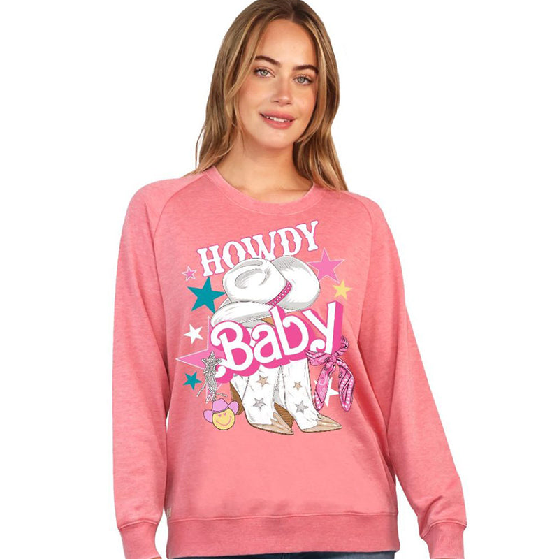 Simply Southern Howdy Baby Long Sleeve Crew Sweatshirt - SimplyCuteTees