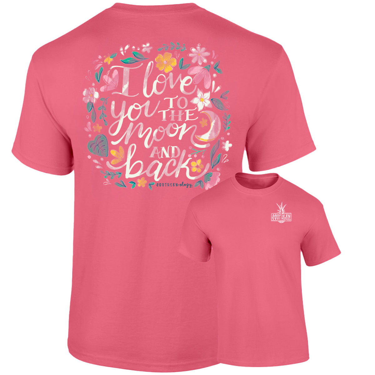 Southernology Floral Moon and Back Love Comfort Colors T-Shirt - SimplyCuteTees