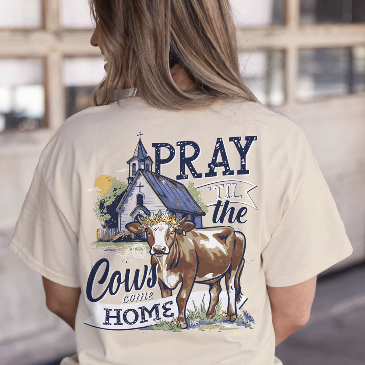 Girlie Girl Originals Pray Cows Home T-Shirt - SimplyCuteTees