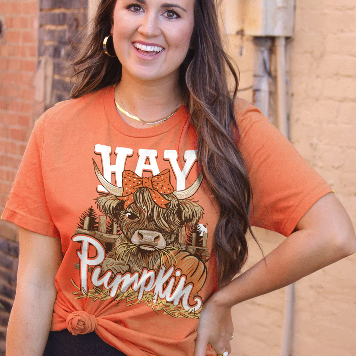 Girlie Girl Lulu Mac Hay Pumpkin Fall Canvas T-Shirt - SimplyCuteTees