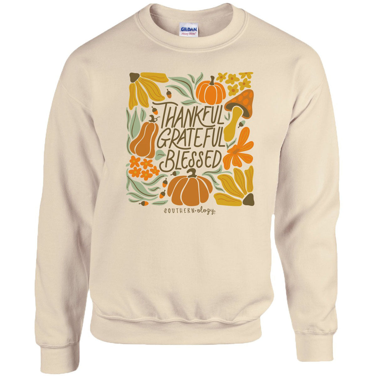 Southernology Grateful Pumpkins Fall Crewneck Sweatshirt - SimplyCuteTees
