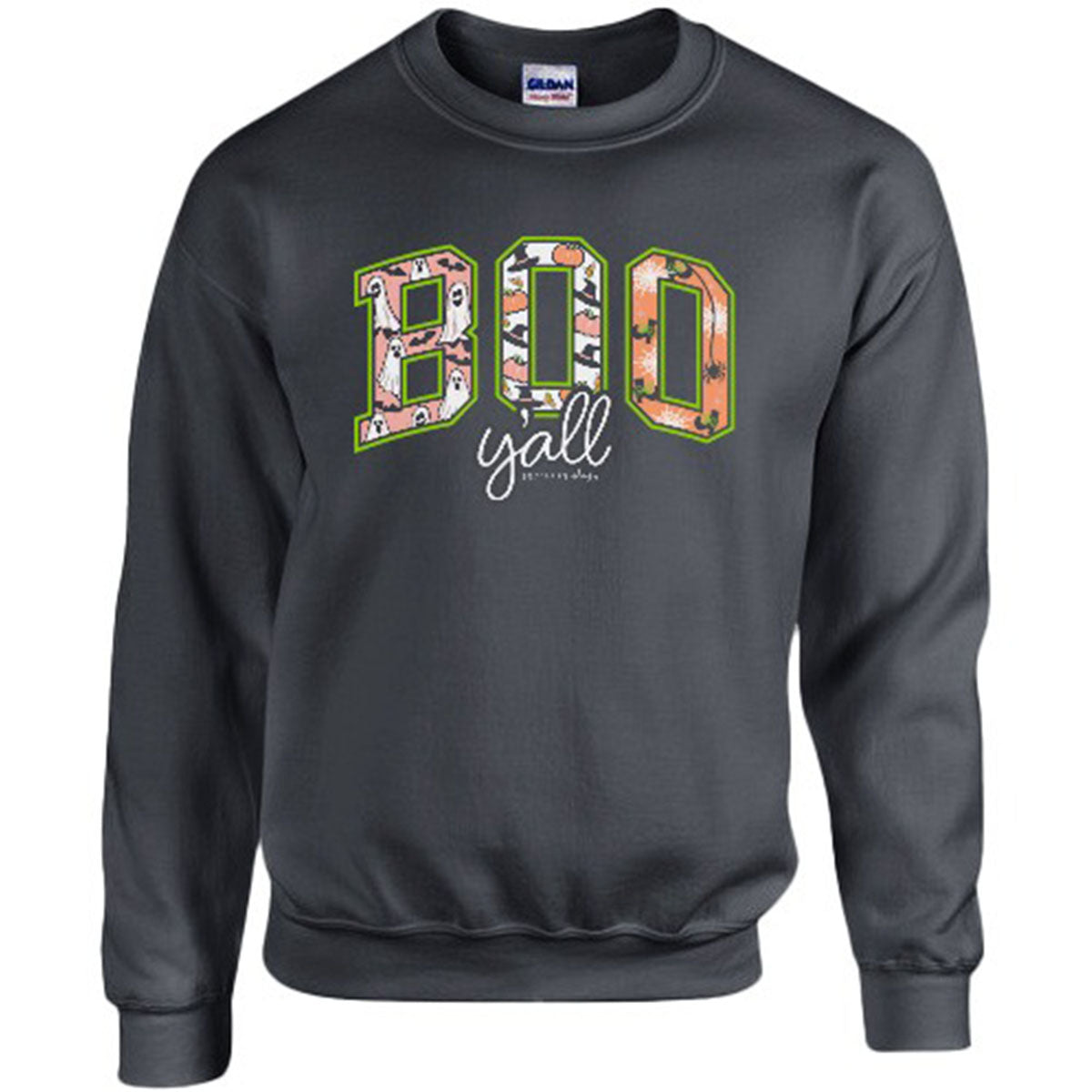 Southernology Boo Y'all Pattern Fall Crewneck Sweatshirt - SimplyCuteTees
