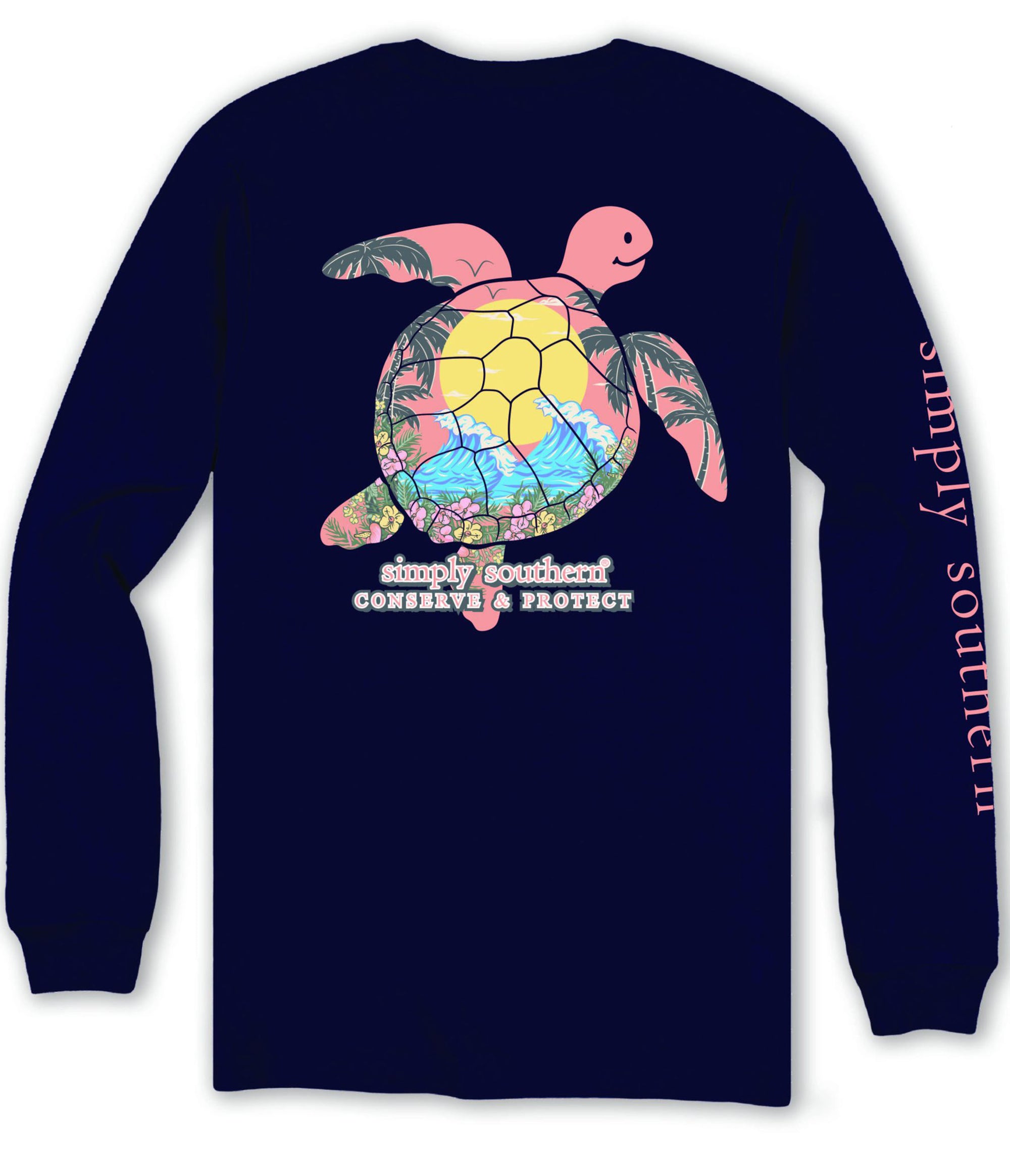Simply Southern Turtle Tracker Waves Long Sleeve T-Shirt - SimplyCuteTees