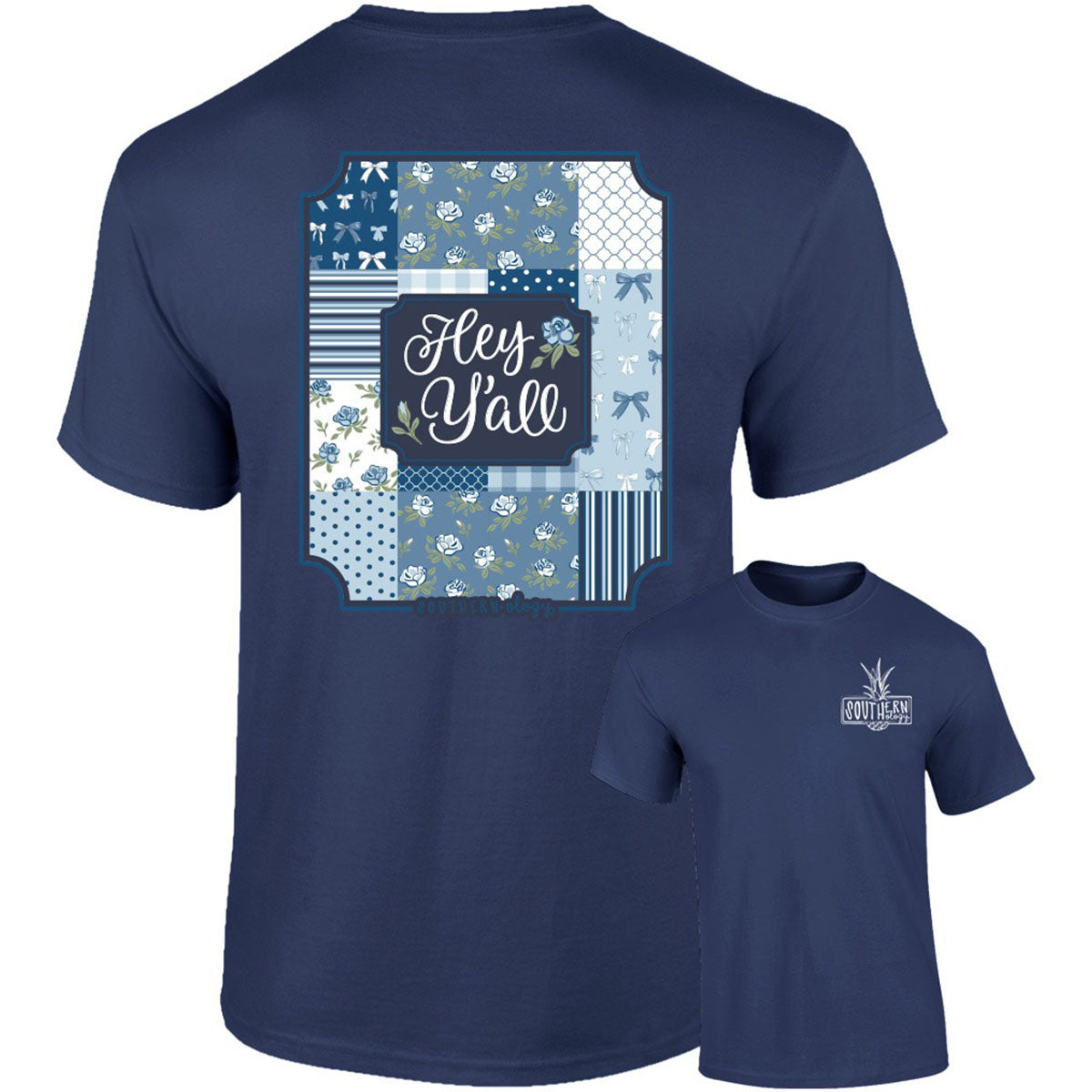 Southernology Patchwork Hey Y'all Comfort Colors T-Shirt - SimplyCuteTees