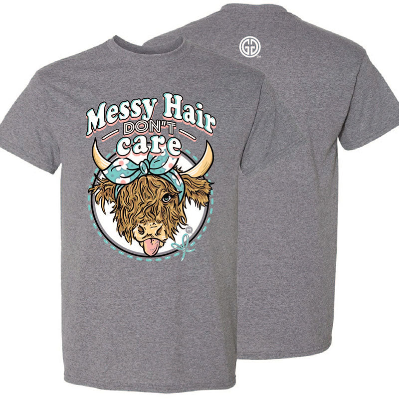Girlie Girl Originals Messy Hair Highland Cow T-Shirt - SimplyCuteTees