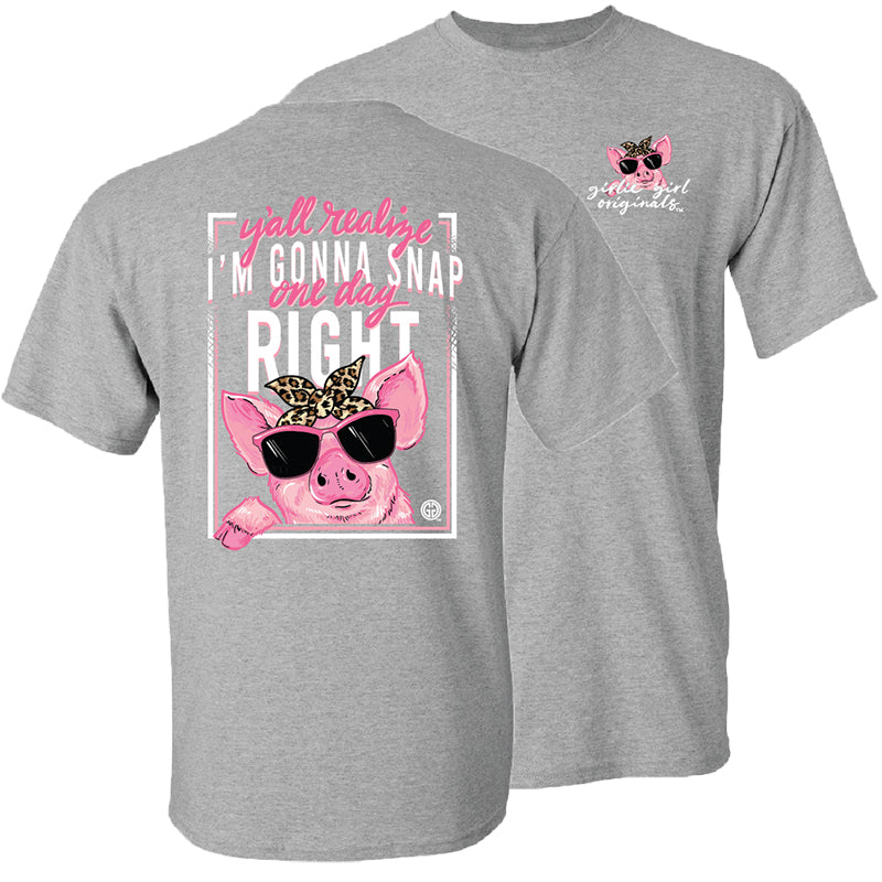 Girlie Girl Originals Gonna Snap Pig T-Shirt - SimplyCuteTees