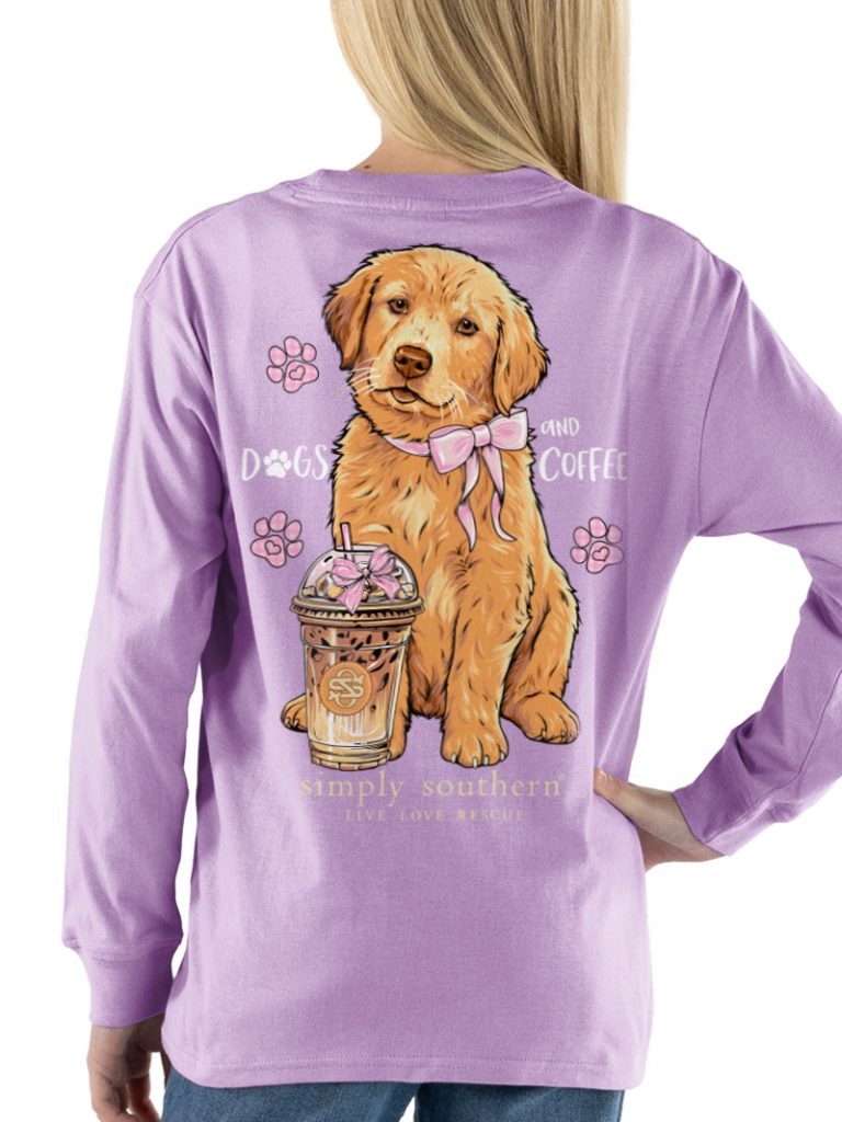 Simply Southern Dods And Coffee Wisteria Long Sleeve T-Shirt