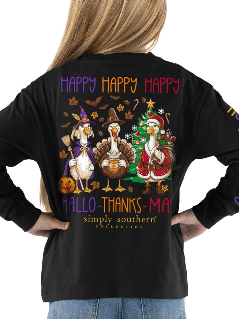 Simply Southern Happy Everything Goose Fall Holiday Long Sleeve T-Shirt