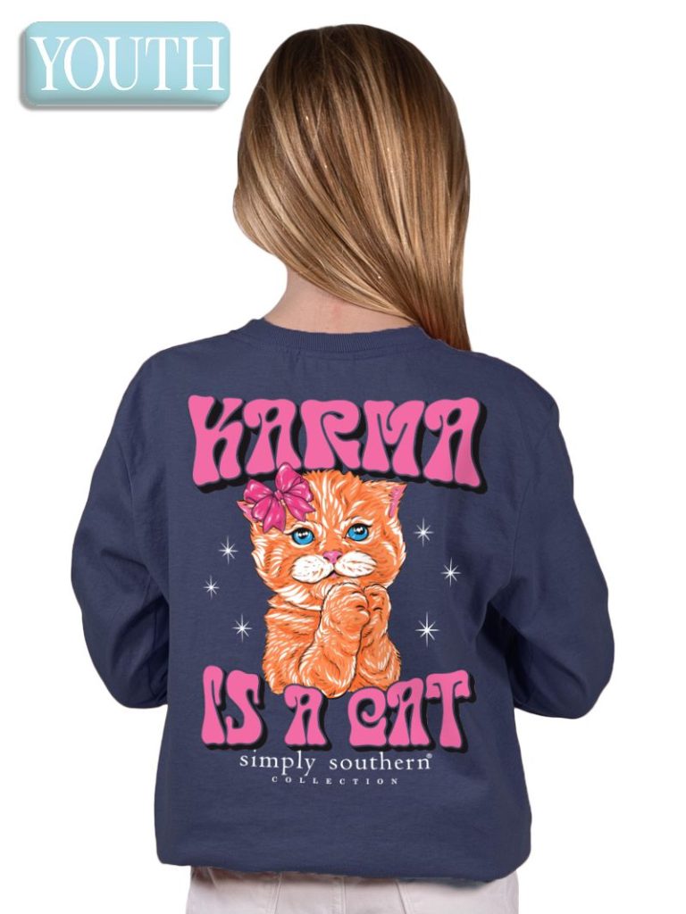 Simply Southern Karma Is A Cat Long Sleeve T-Shirt - SimplyCuteTees