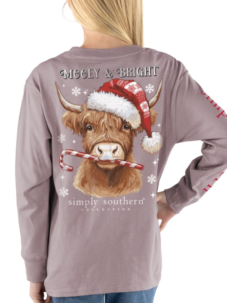 Simply Southern Mooey &amp; Bright Cow Holiday Long Sleeve T-Shirt