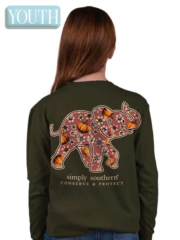 Simply Southern Elephant Tracker Pumpkin Fall Long Sleeve T-Shirt