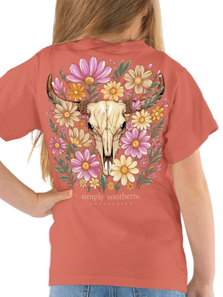 Simply Southern Floral Cow Skull Rust T-Shirt