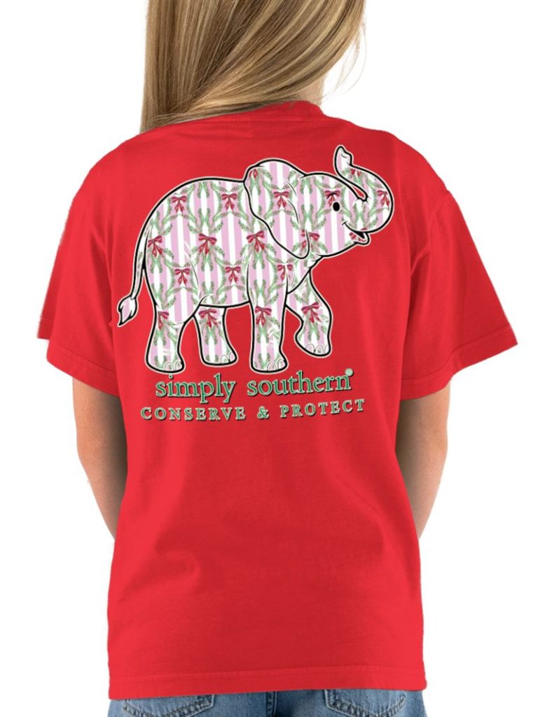 Simply Southern Elephant Tracker Xmas Red Holiday T-Shirt