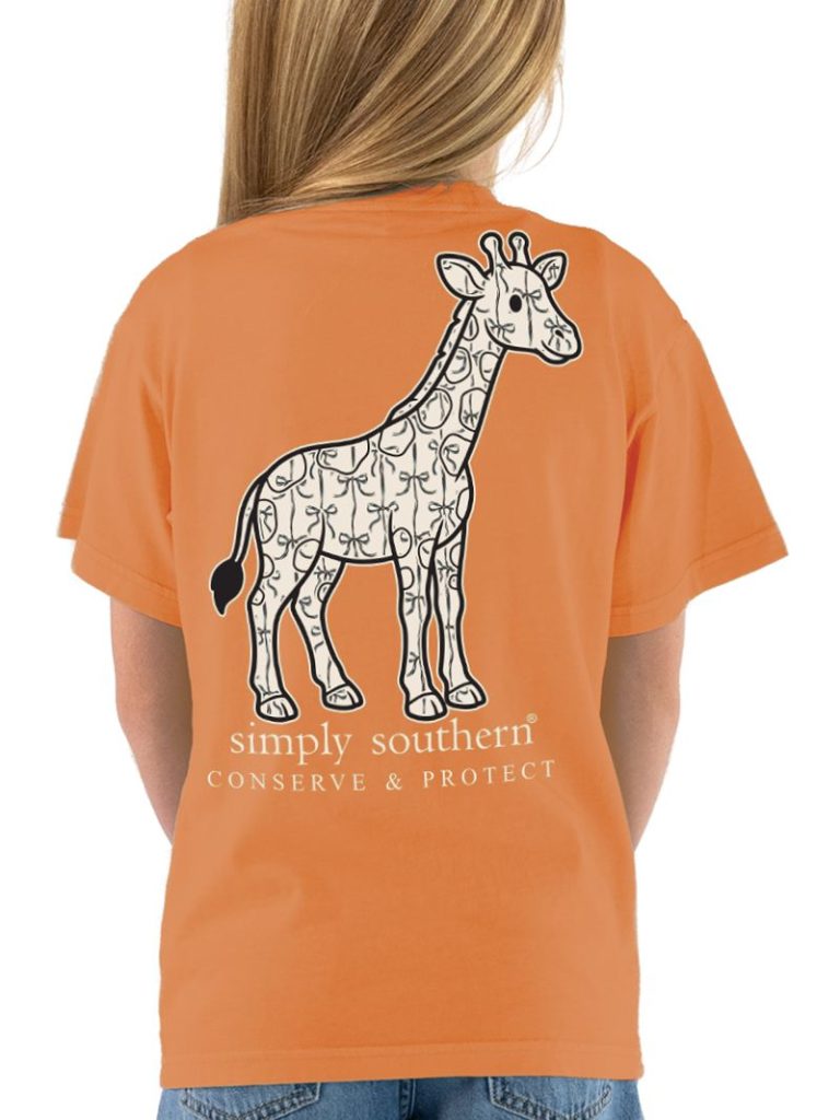 Simply Southern Giraffe Tracker Bow Papaya T-Shirt