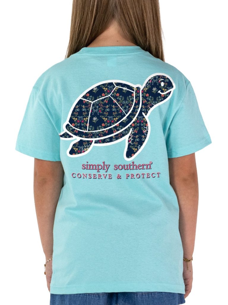 Simply Southern Turtle Tracker Floral Pattern T-Shirt