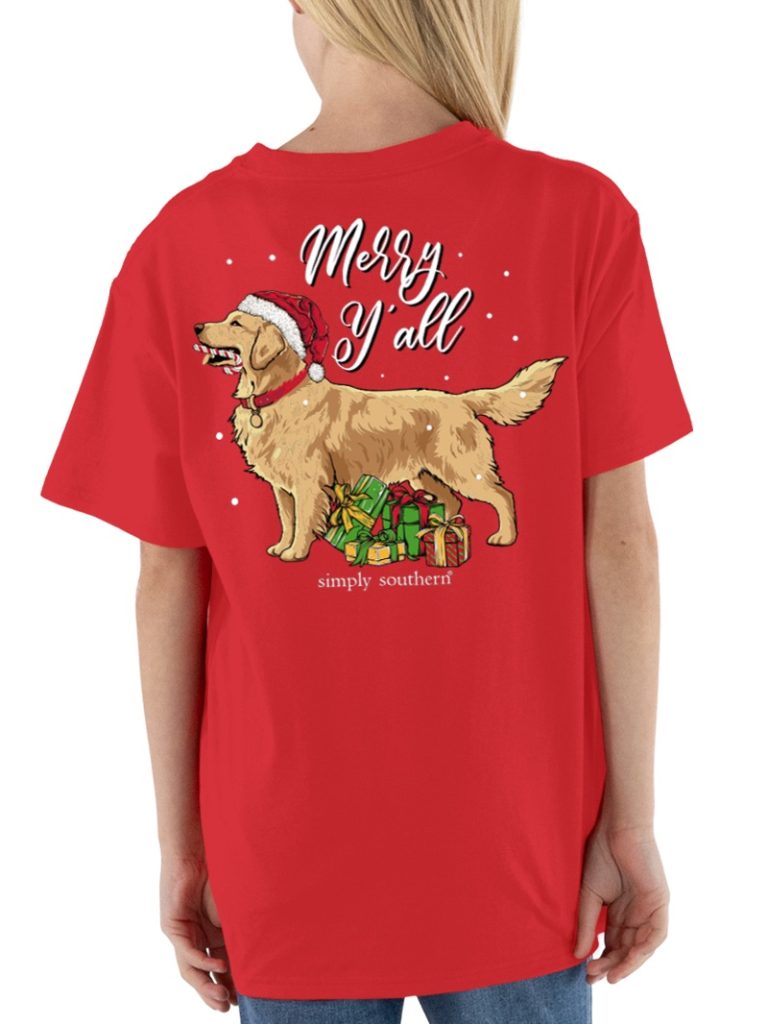 Simply Southern Merry Y'all Dog Holiday Red T-Shirt