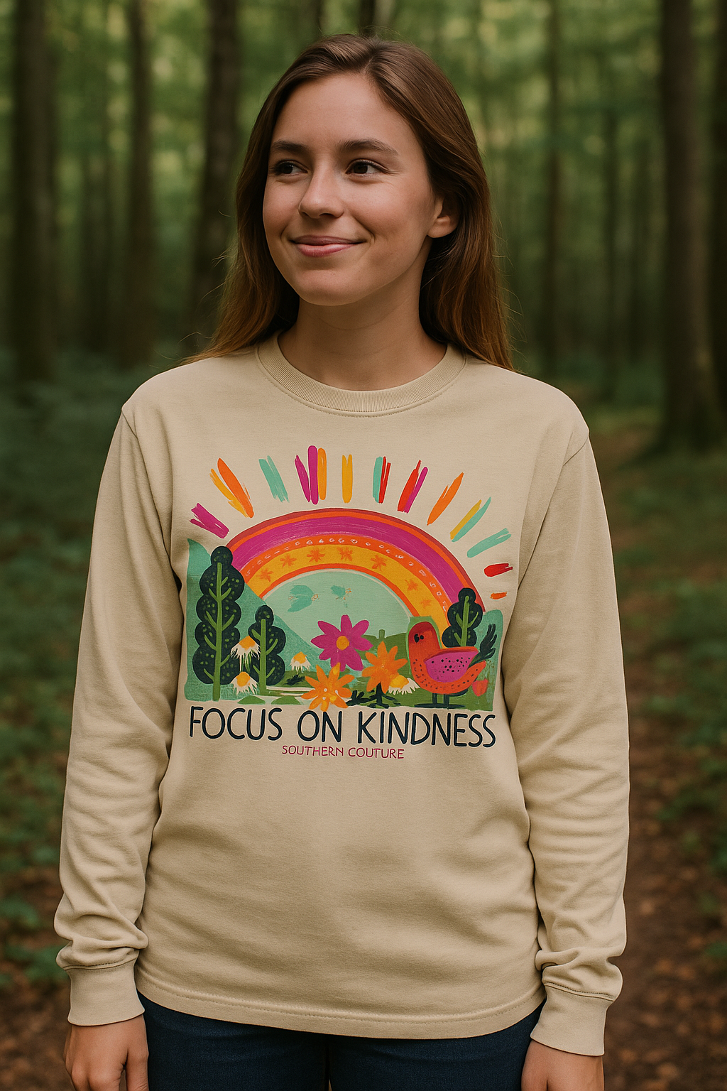 Southern Couture Focus On Kindness Comfort Colors Long Sleeve T-Shirt - SimplyCuteTees