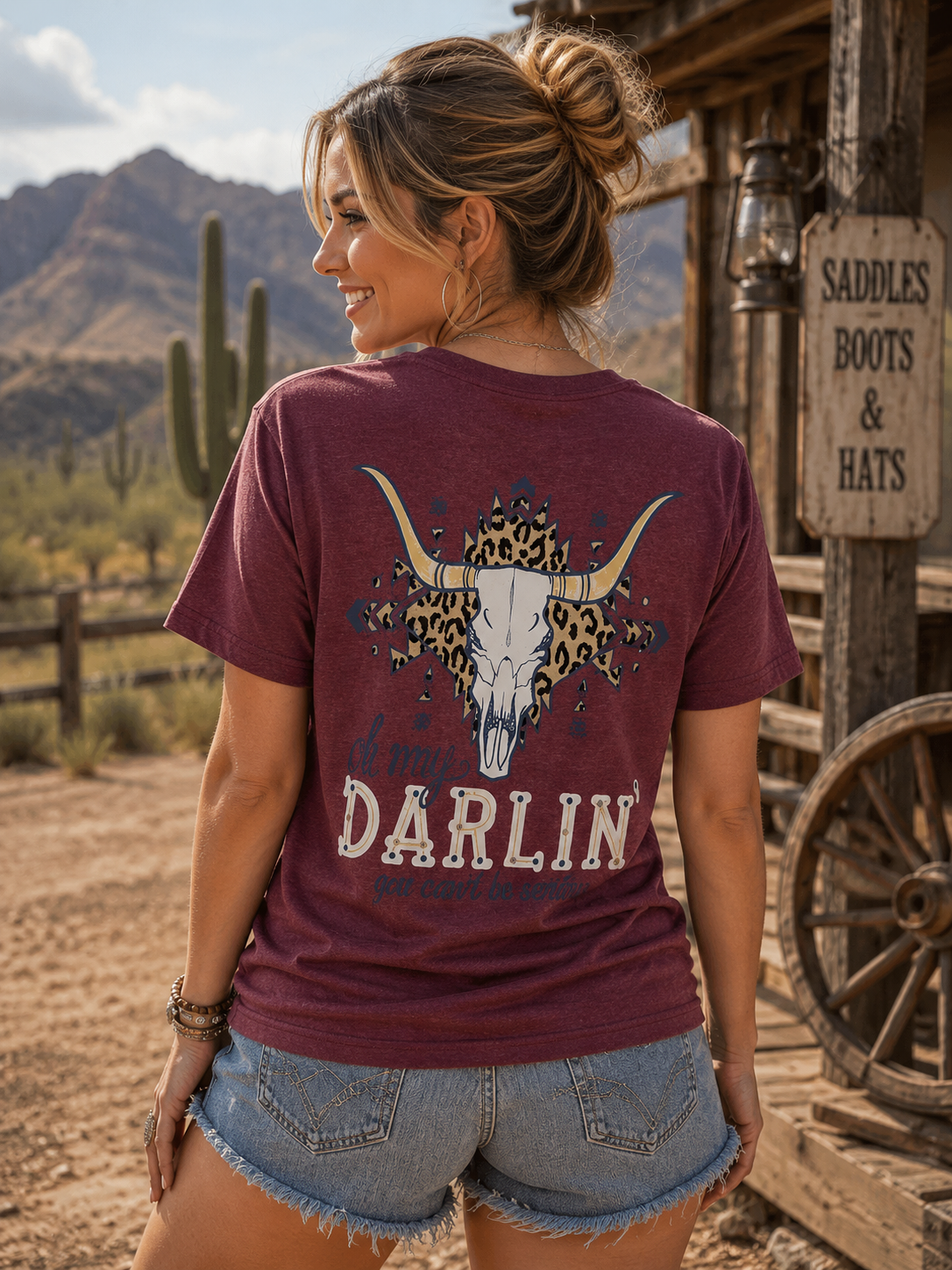Girlie Girl Originals Preppy Darlin Skull Leopard  T-Shirt