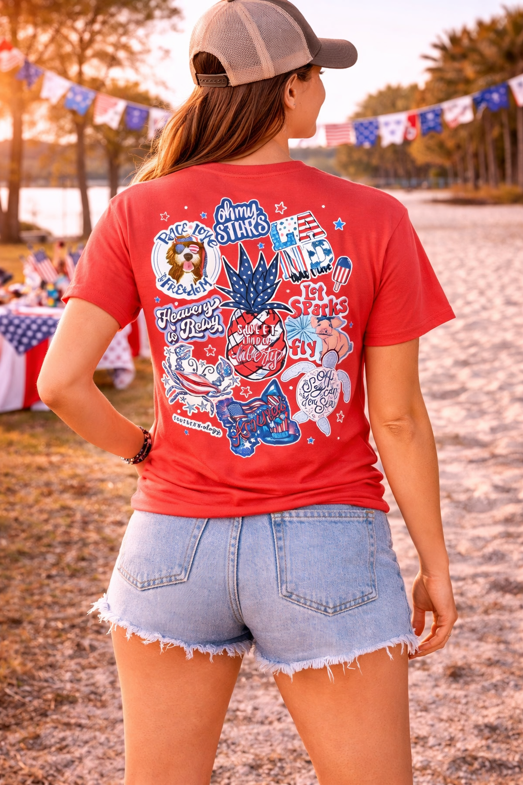 Southernology USA Patriotic Decals Comfort Colors T-Shirt
