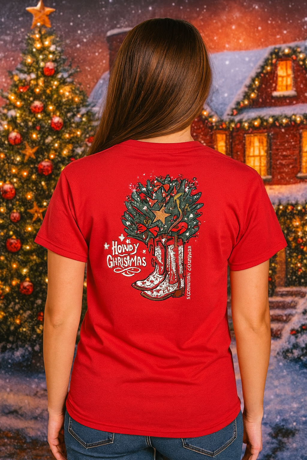Southern Couture Classic Howdy Christmas T-Shirt - SimplyCuteTees