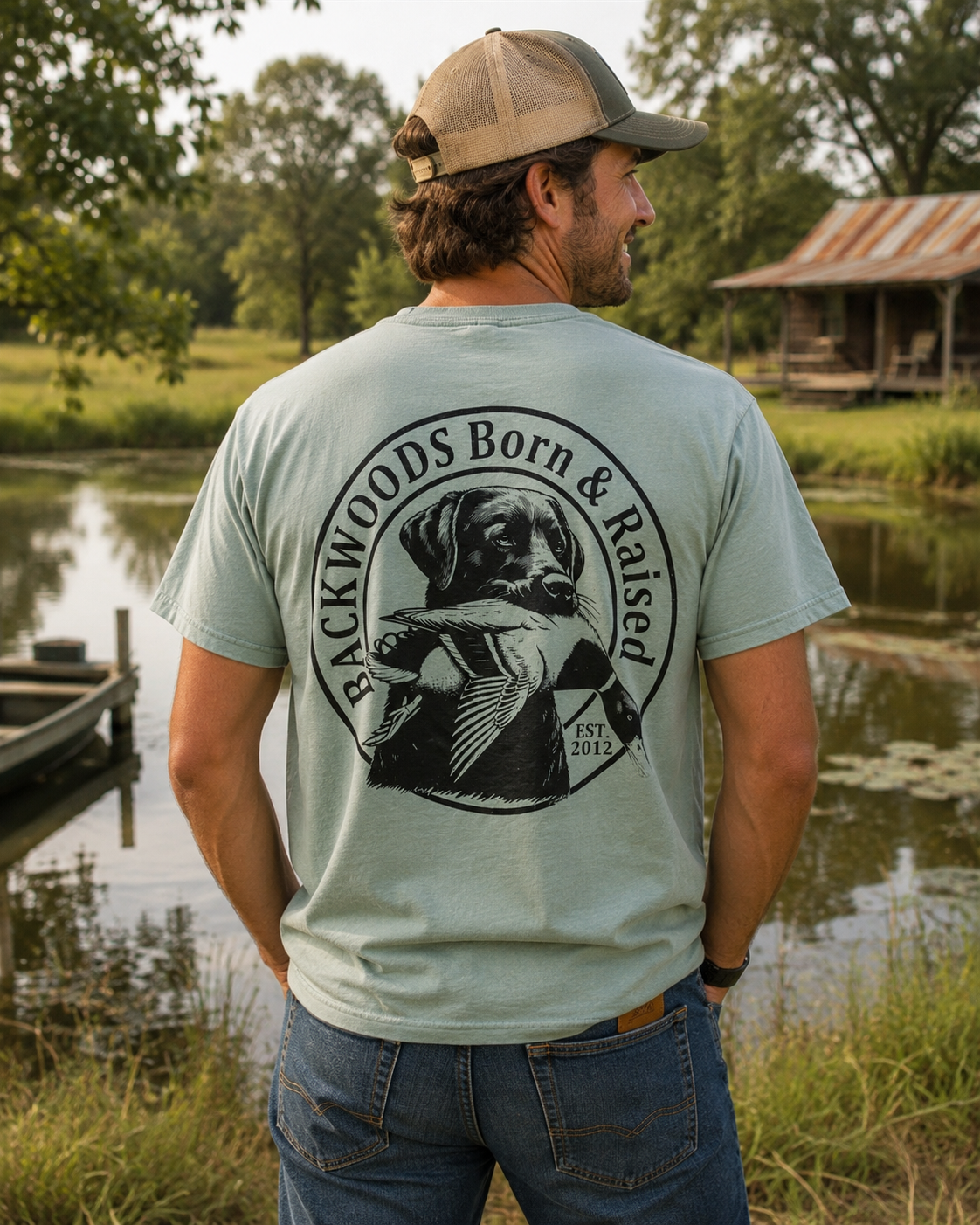 Backwoods Born &amp; Raised Lab Duck Comfort Colors Unisex T-Shirt