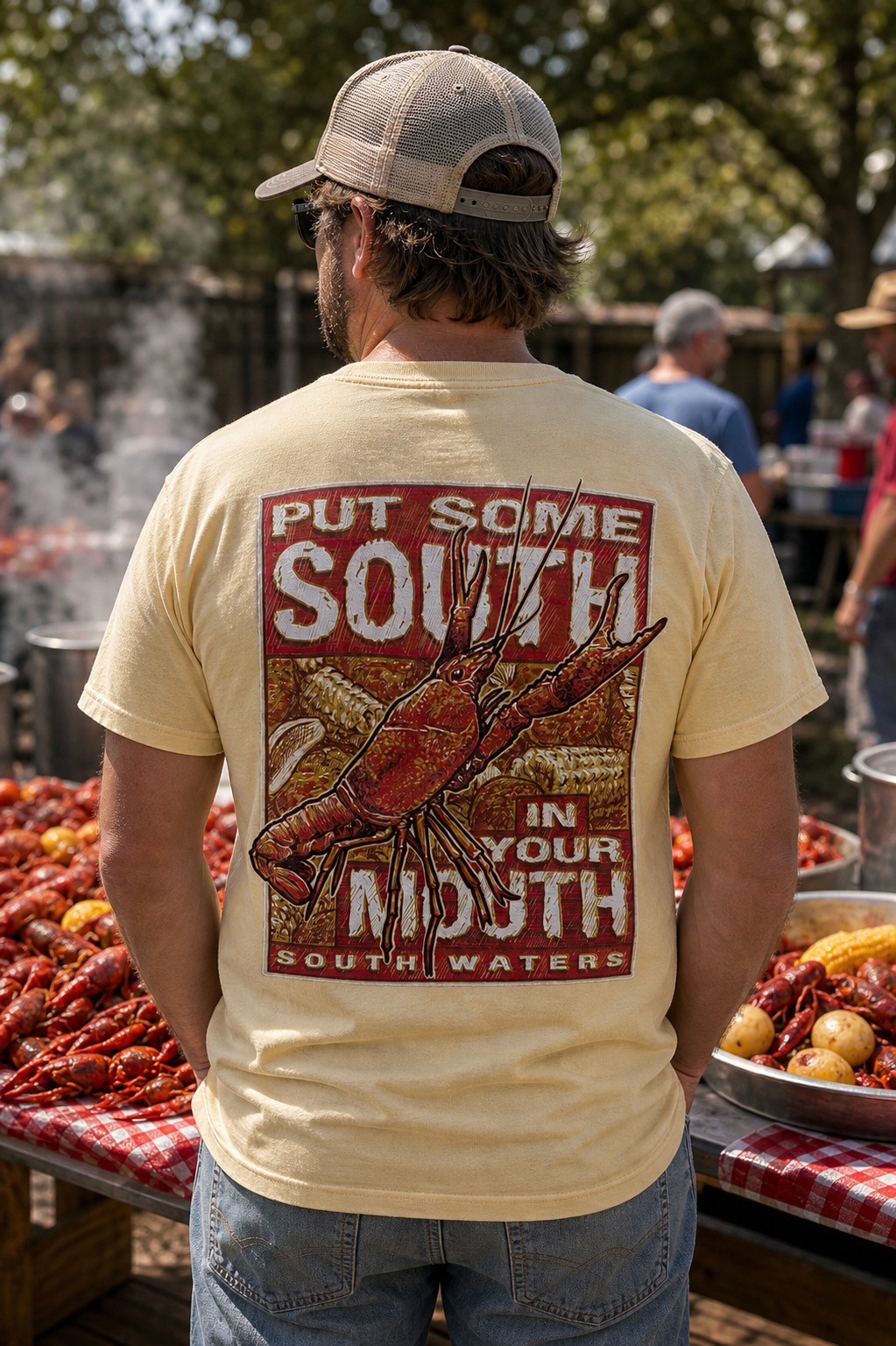 South Waters Put Some South in Your Mouth Crawfish Comfort Colors Bright Unisex T Shirt