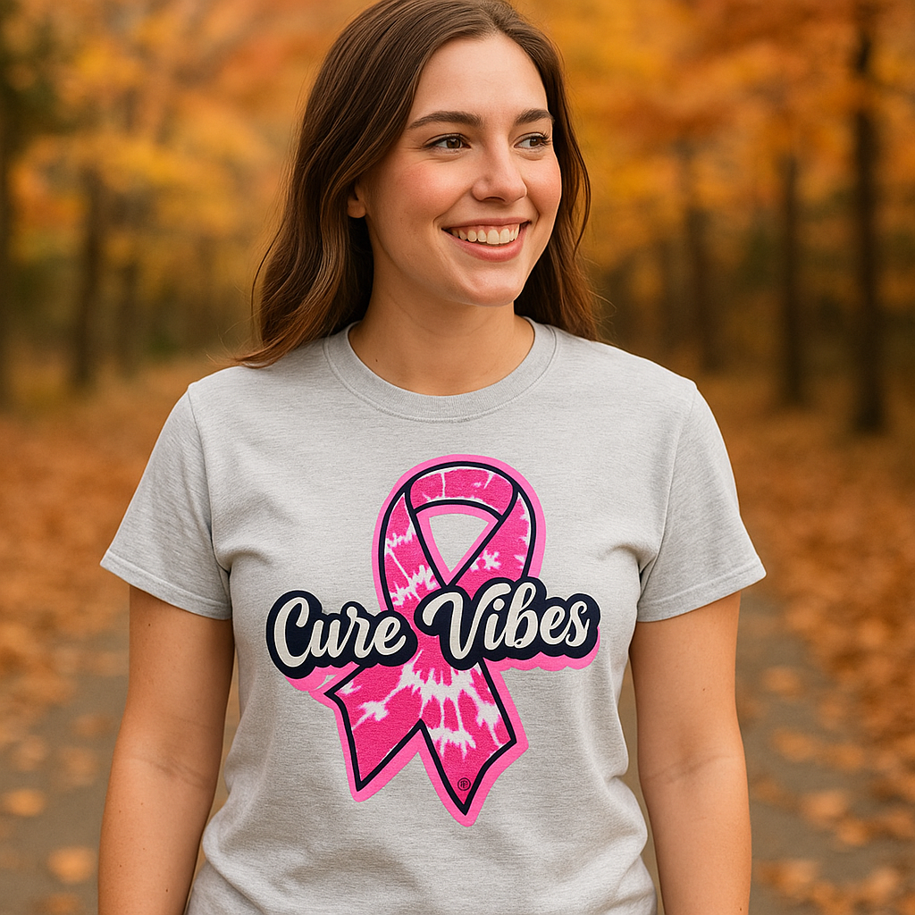 Girlie Girl Originals Preppy Cure Vibes Breast Cancer T-Shirt