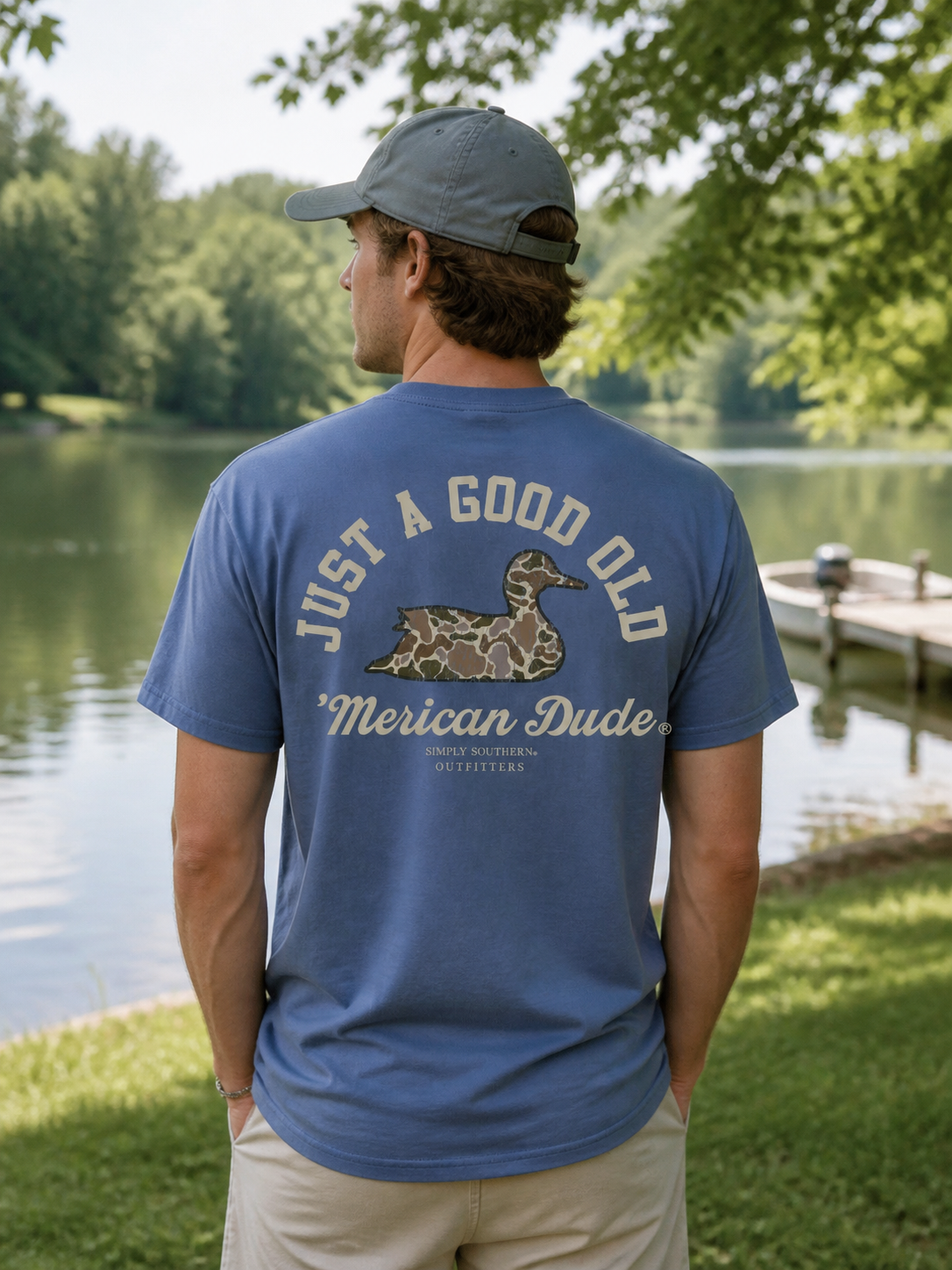 Simply Southern Merican Dude Camo Duck Mineral Washed Unisex T-Shirt