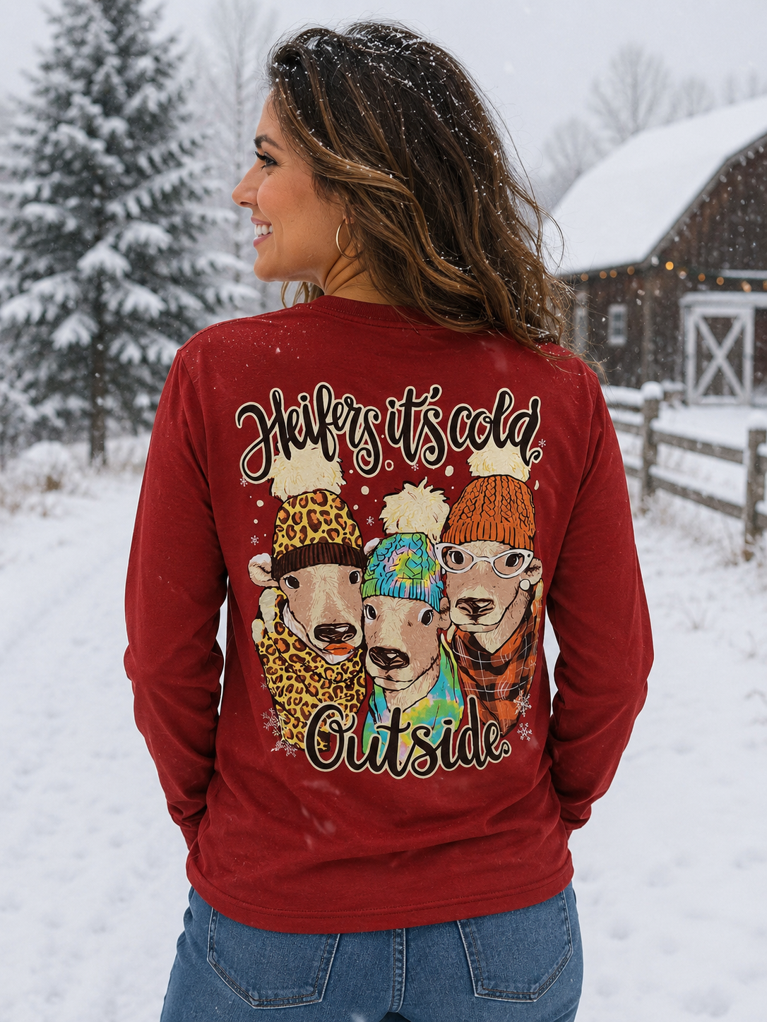 Southern Attitude Heifer it's Cold Holiday Long Sleeve T-Shirt