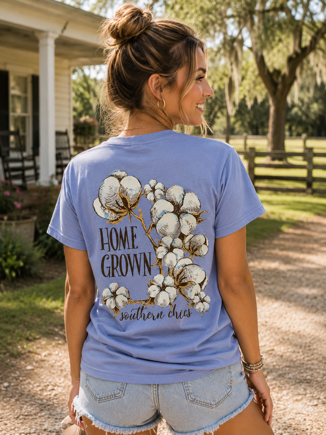 Southern Chics Apparel Home Grown Cotton Girlie Bright T Shirt