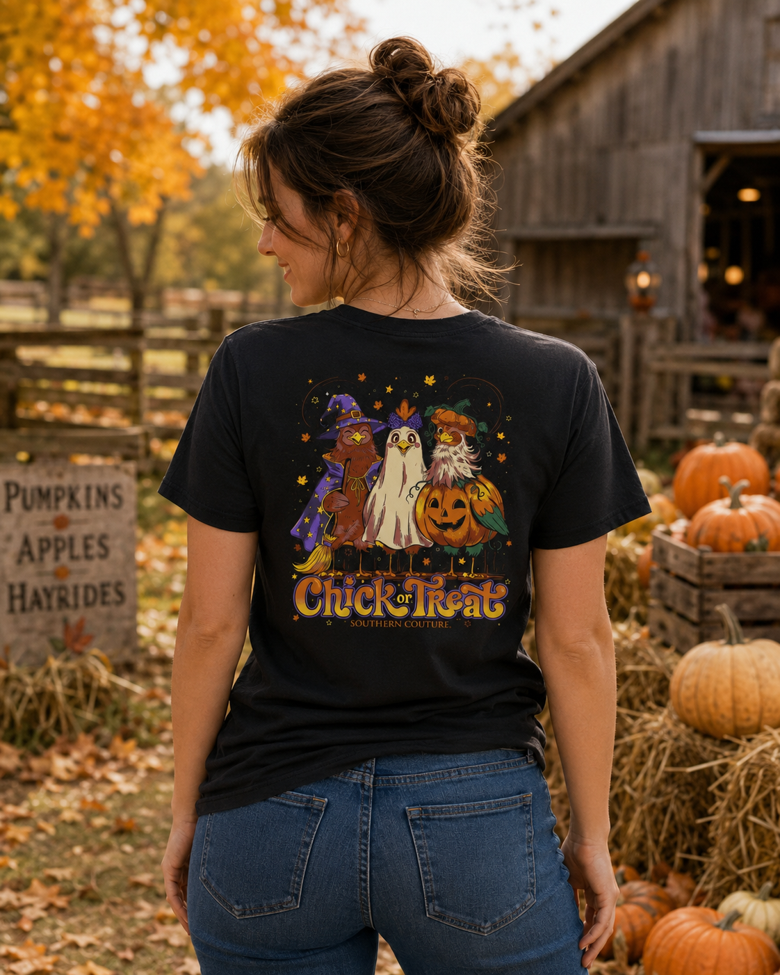 Southern Couture Classic Chick Or Treat Fall T-Shirt