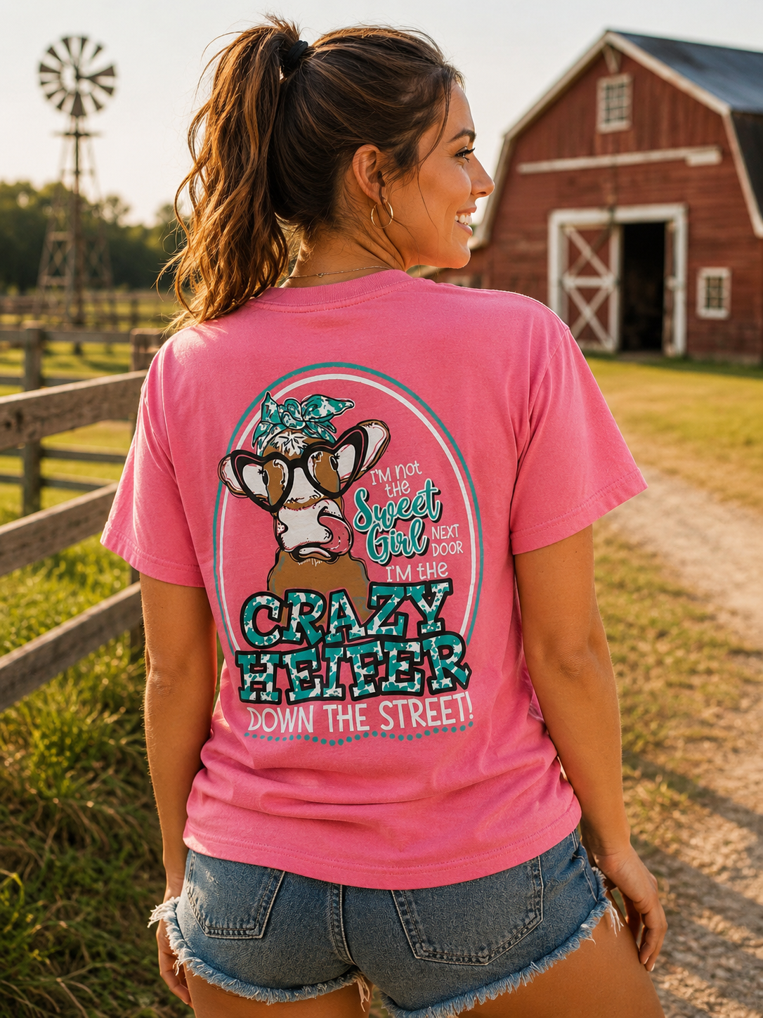 Southern Chics Crazy Heifer Cow Comfort Colors T-Shirt