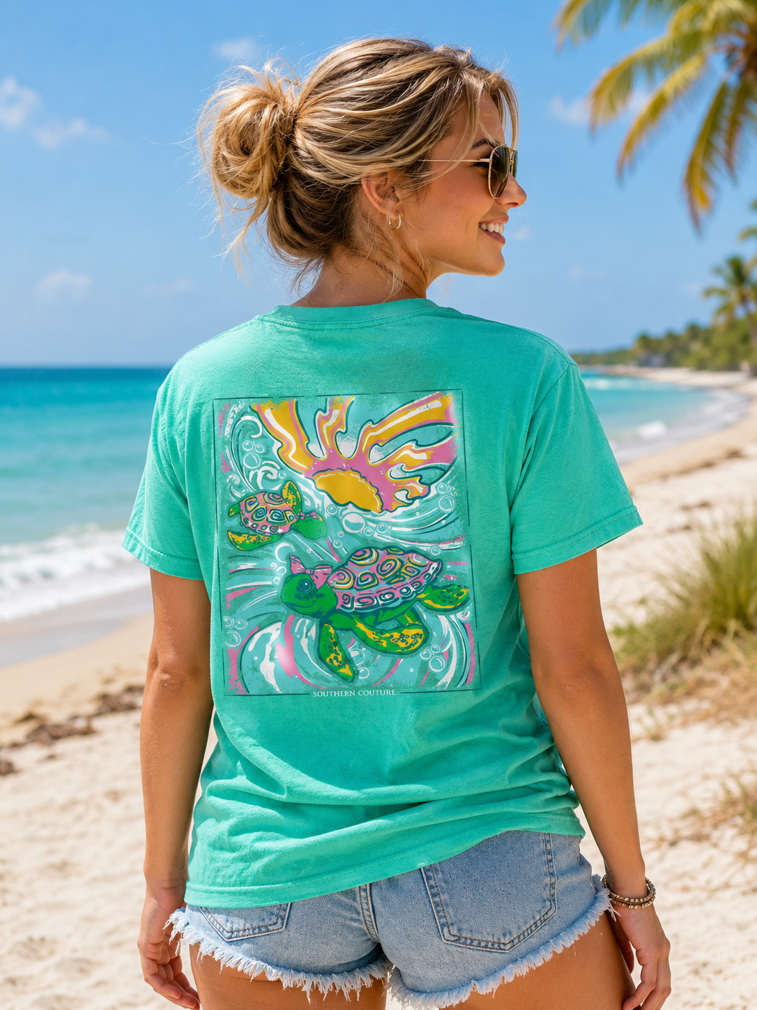 Southern Couture Sunshine Swimming Turtles Comfort Colors T-Shirt