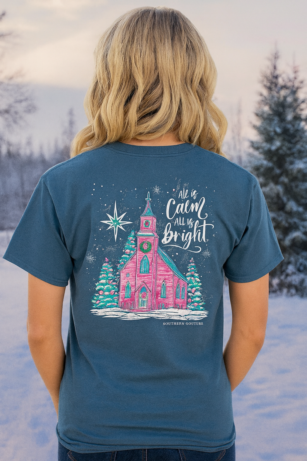Southern Couture Classic All Is Calm Holiday T-Shirt - SimplyCuteTees