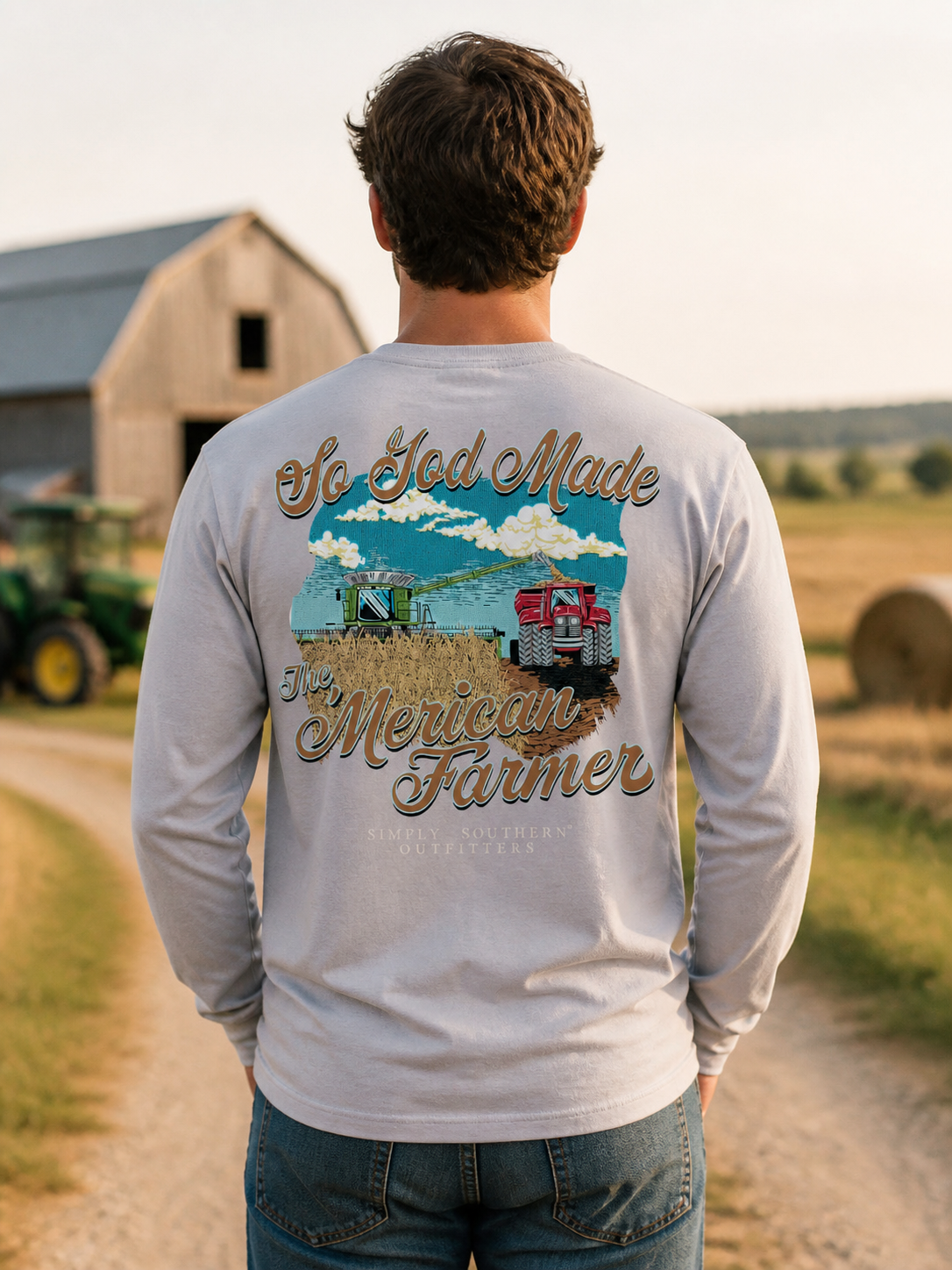 Simply Southern Merican Farmer Long Sleeve Unisex T-Shirt