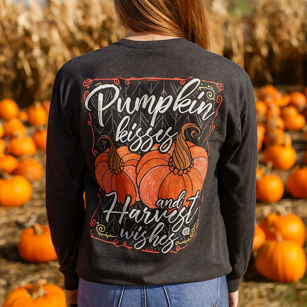 Girlie Girl Preppy Pumpkin Kisses Long Sleeve T-Shirt
