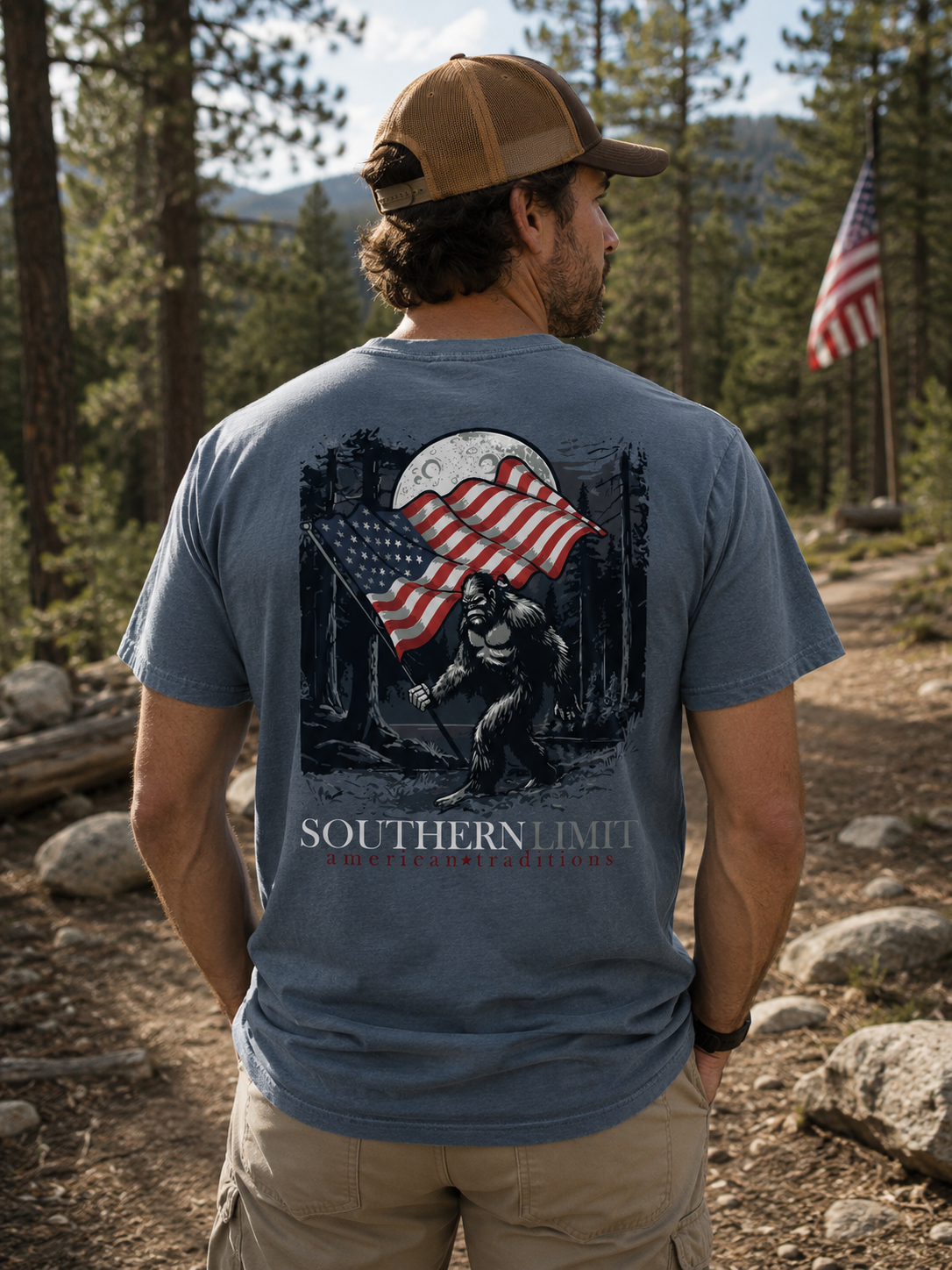 Southern Limit USA Flag Bigfoot Unisex T-Shirt