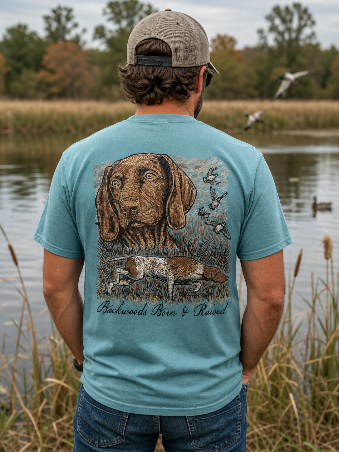 Backwoods Born & Raised Duck Dog Comfort Colors Unisex T-Shirt