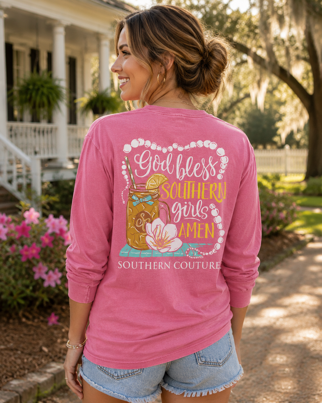 SALE Southern Couture God Bless Southern Girls Comfort Colors Long Sleeve T-Shirt