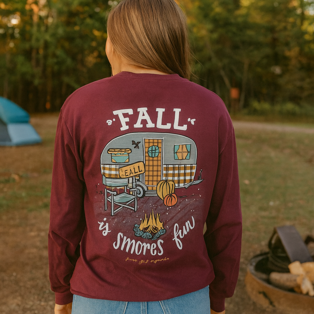 Girlie Girl Fall Is S’mores Fun Camper Long Sleeve T-Shirt
