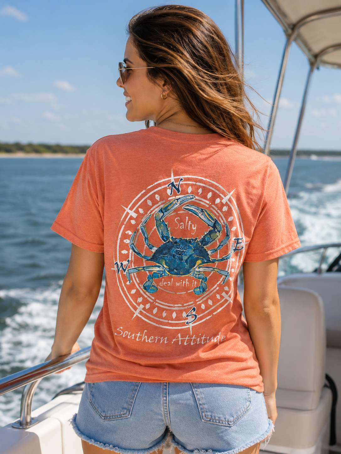Southern Attitude Crab Compass Sunset Unisex T-Shirt