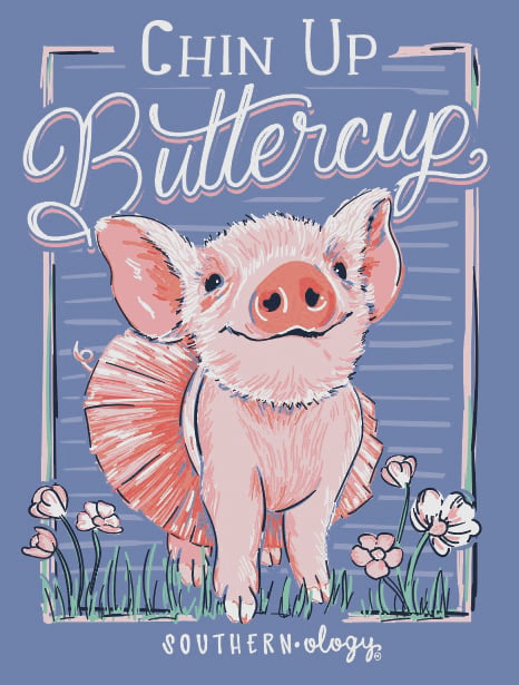 Southernology Chin Up Buttercup Pig Comfort Colors T-Shirt - SimplyCuteTees