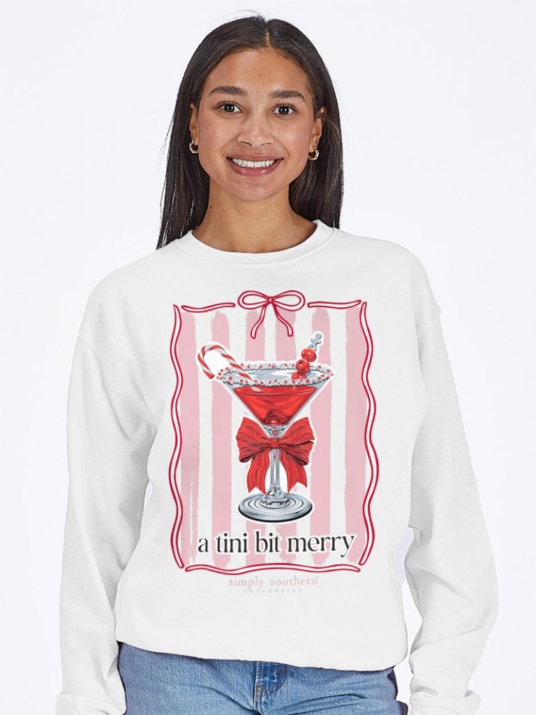 Simply Southern Tini Bit Merry Holiday Long Sleeve Crew Sweatshirt