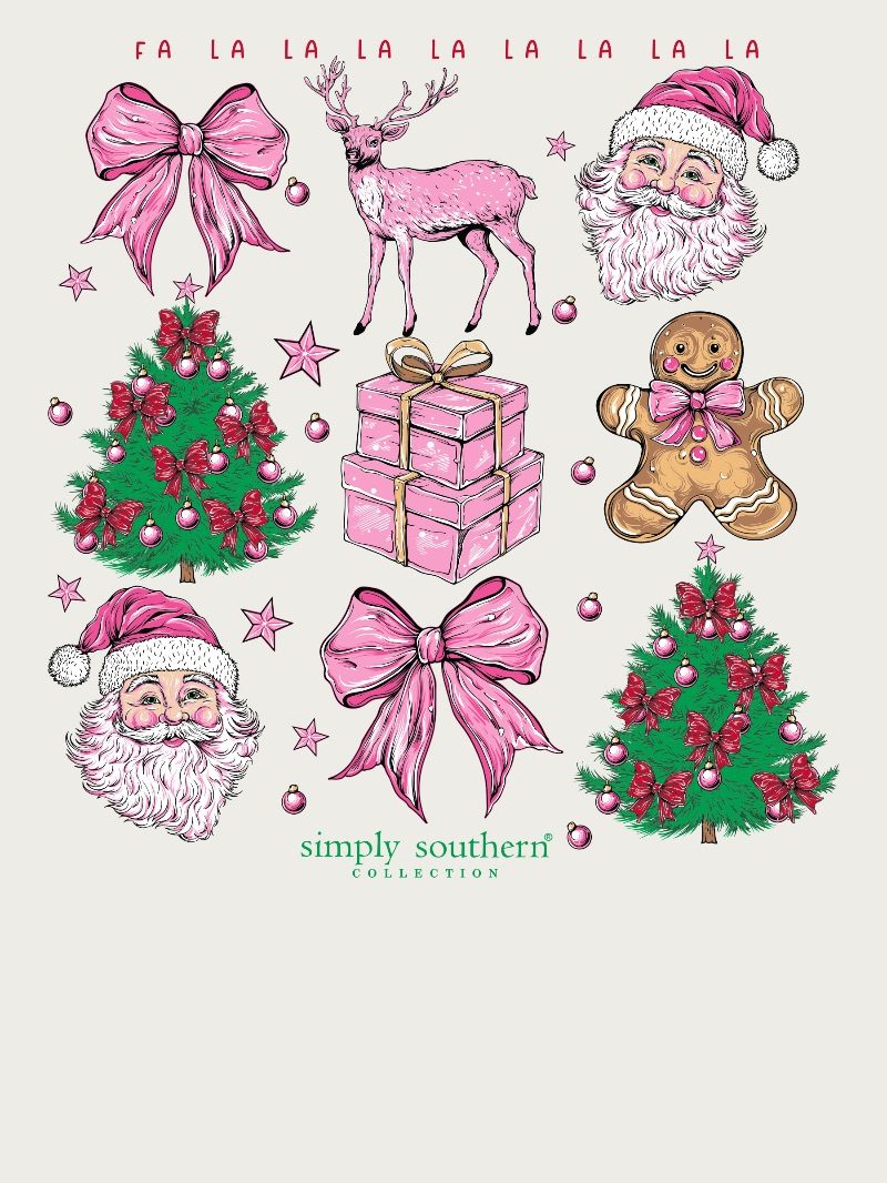 Simply Southern Tree Santa Holiday Long Sleeve Crew Sweatshirt