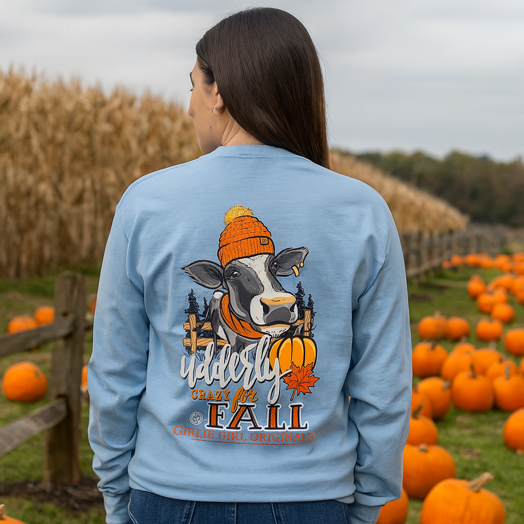 Girlie Girl Originals Udderly Crazy Fall Cow Long Sleeves T Shirt