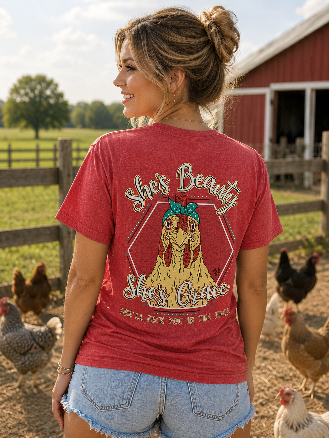Girlie Girl Originals Preppy Beauty Grace Will Peck Your Face Hen T-Shirt