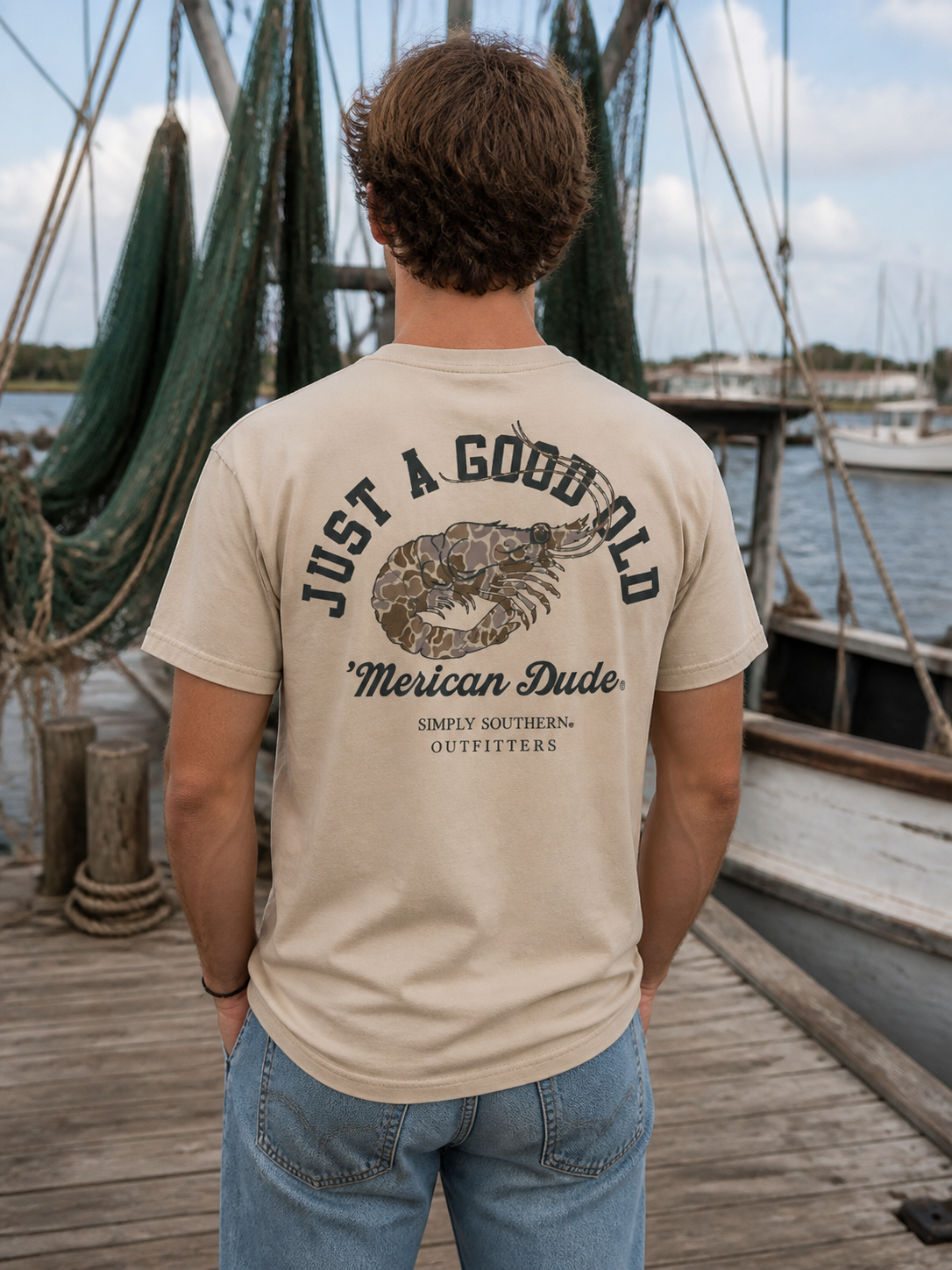 Simply Southern Merican Dude Camo Shrimp Unisex T-Shirt
